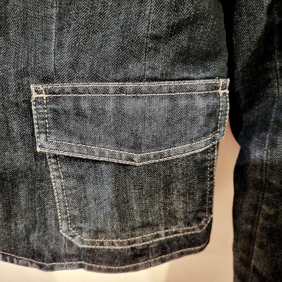 90s ANN TAYLOR Denim Blazer STREET STYLE - Size: 6 - Picture 4 of 9